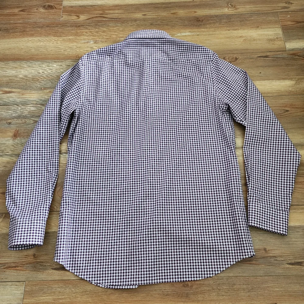 Banana Republic Shirt Men's M Purple Gingham Standard Fit Long Sleeve